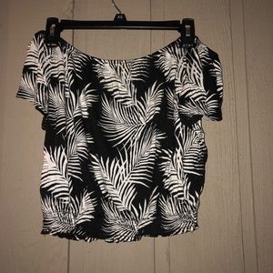 Palm Tree Leaf Patterned Crop Top